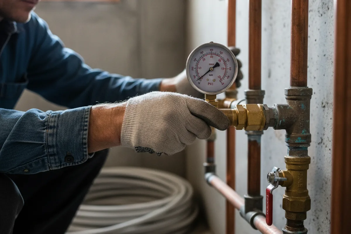 Pressure testing a repaired line during Water Line Repair in Elwood